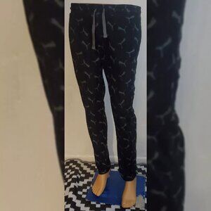 PUMA MICROFLEECE LOUNGE PANT MEN'S ALLOVER CAT LOGO BLACK